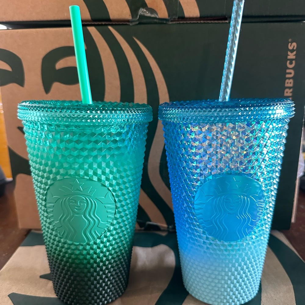 Starbucks Tumbler Mint Green & Blue Ombré Studded - Grande - Set of 2